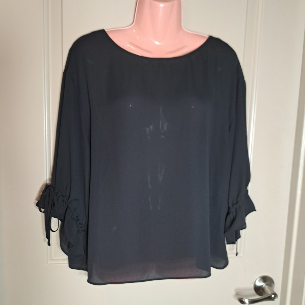 Worthington Women's Blouse Black Size M Sheer Pullover